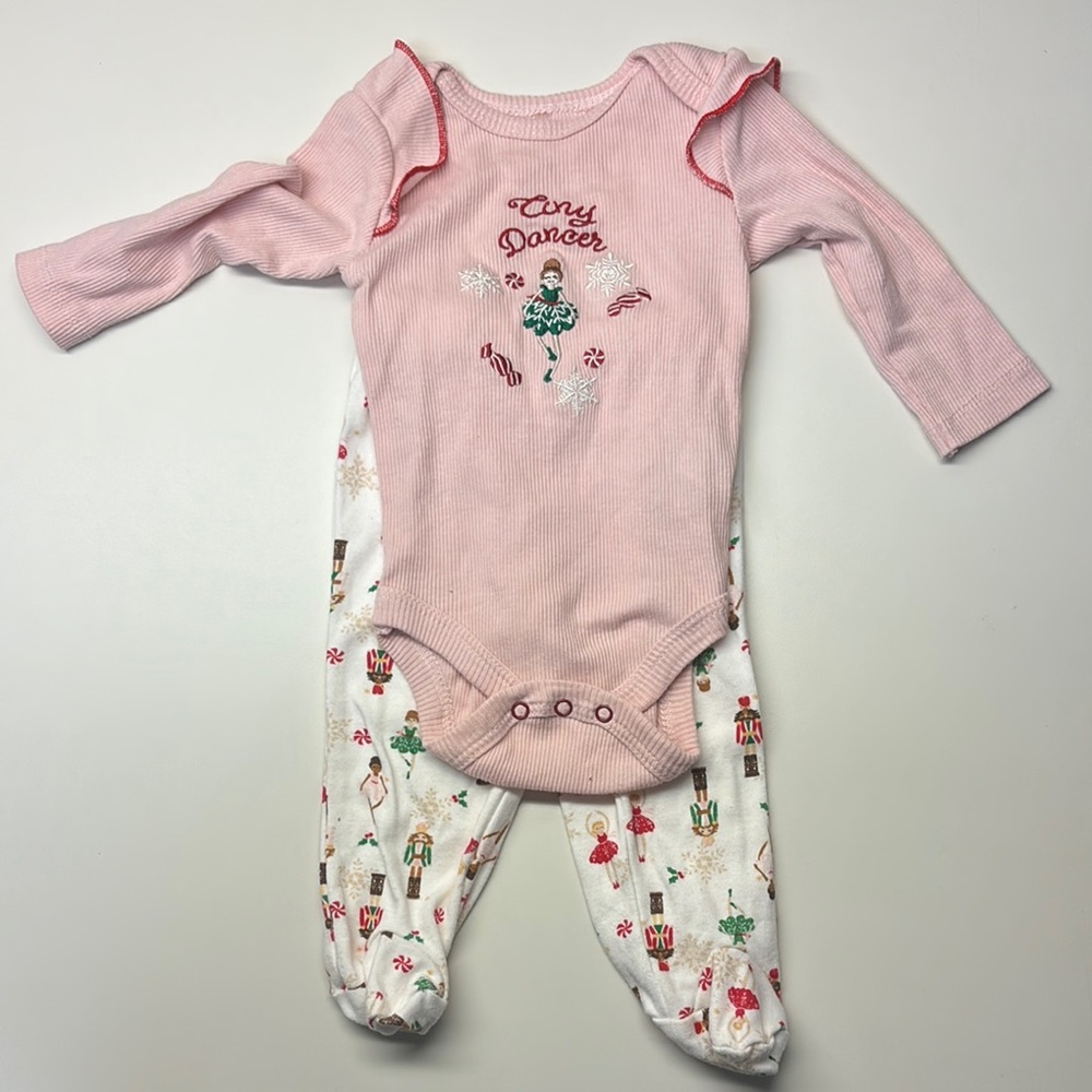 Chick Pea Tiny Dancer Pink Kids Footie Pajama Set- 3-6 Month